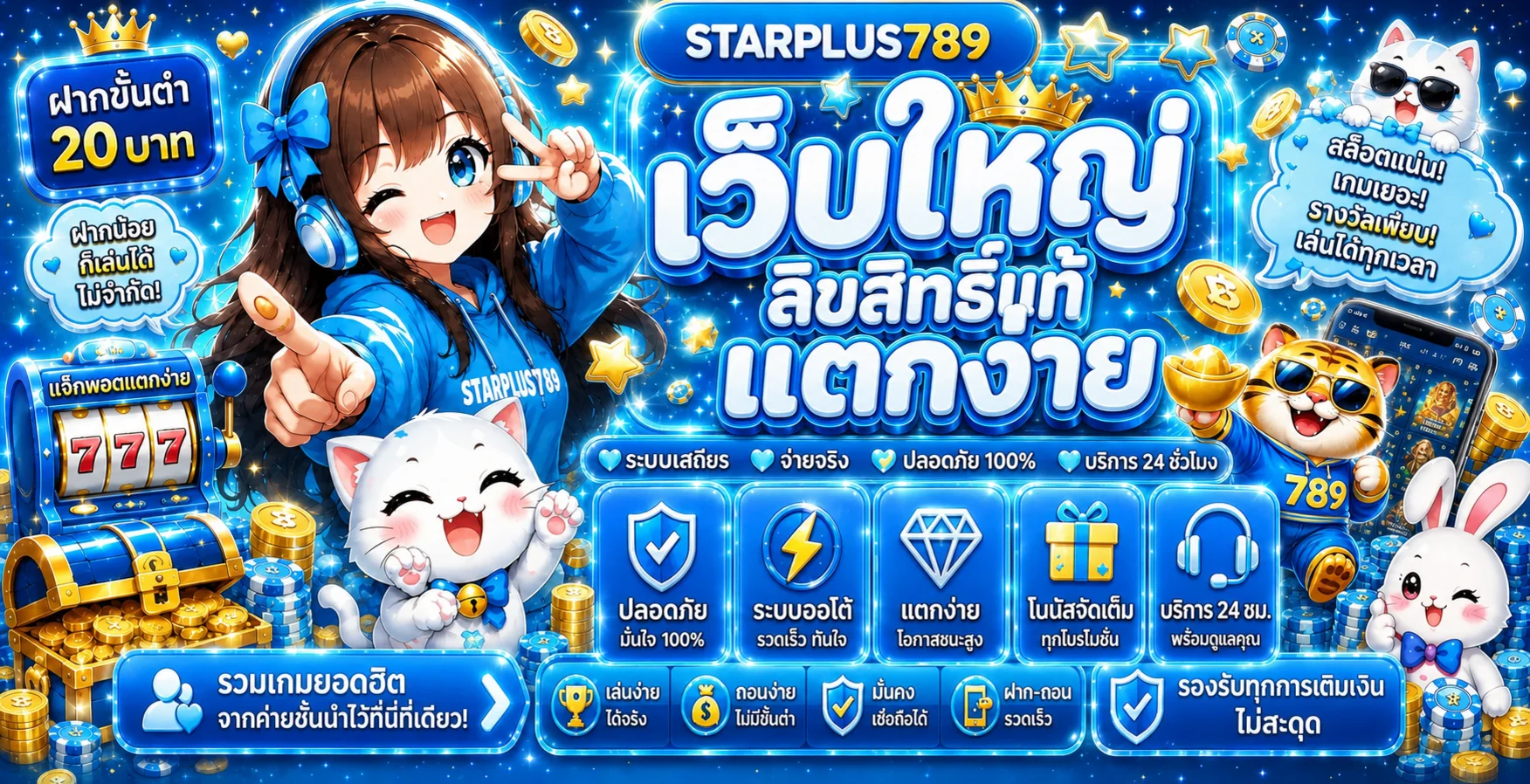 แบนเนอร์ STARPLUS789 สล็อตออนไลน์เว็บตรงโทนฟ้าน้ำเงิน